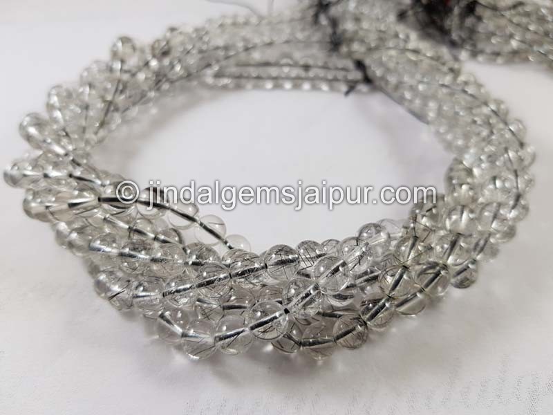 Black Rutile Smooth Round Beads
